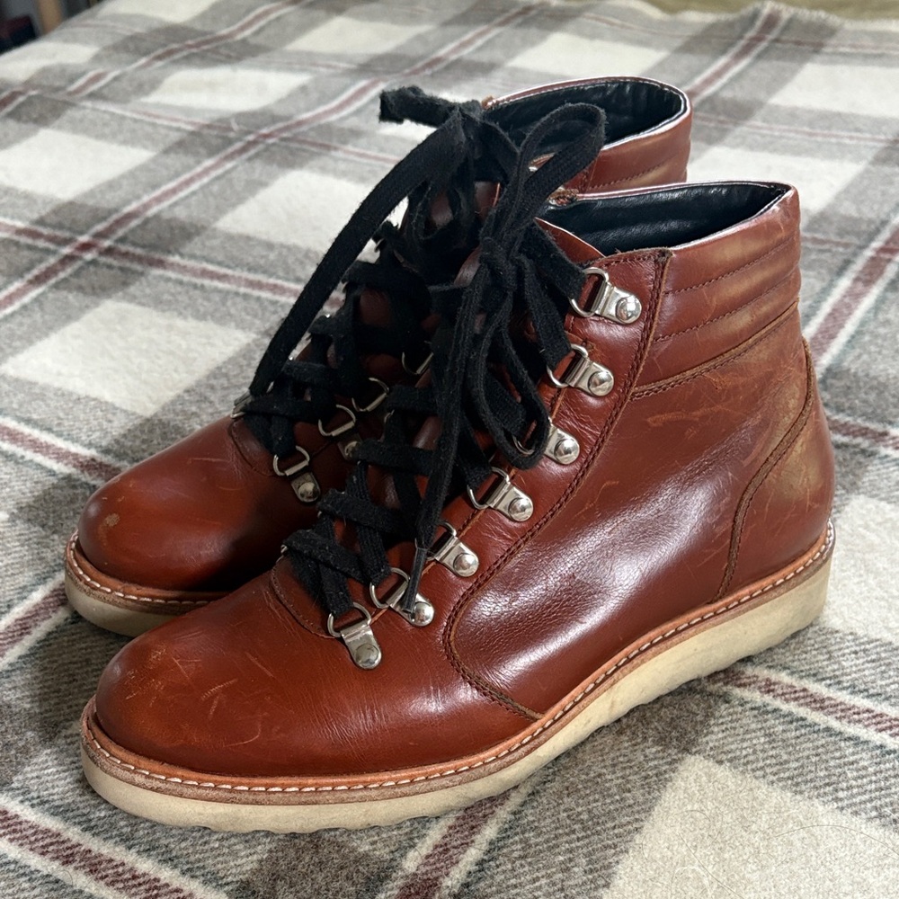 Leather Hiking-Style Boots in Brown